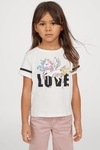 Remera H&M - Little Girl - Blanca con unicornio - comprar online
