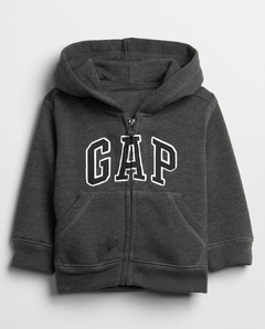 Campera "GAP". Gris topo con logo azul marino
