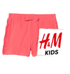Short "H&M" - Little Girl - De algodón coral liso con moñito y volado al costado