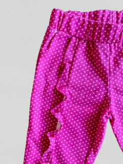 Pantalón "Old Bunch" - LIttle girl - De algodón fucsia con lunares blancos - comprar online
