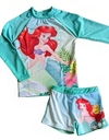 Malla UV "Disney" - Little Girl - Remera UV + short - Verde agua con Sirenita