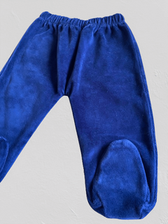 Pantalón "Old Bunch" - Ranita de plush azul marino, con bolsillo atrás, con moto bordada en internet