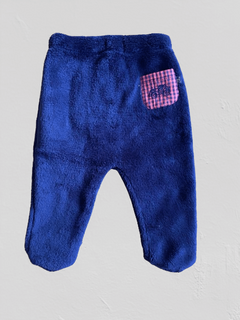 Pantalón "Old Bunch" - Ranita de peluche azul marino, con bolsillo atrás cuadrillé con auto - comprar online