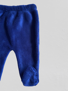 Pantalón "Old Bunch" - Ranita de peluche azul marino, con bolsillo atrás cuadrillé con auto - Lupeluz