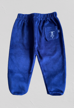 Pantalón "Old Bunch" - Ranita de plush azul marino, con bolsillo atrás, con moto bordada - comprar online