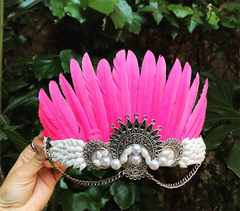 Boho Feathers Pink Crown