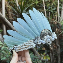 Aqua Boho Feathers Crown - comprar online