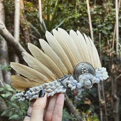 Beige Boho Feathers Crown - comprar online