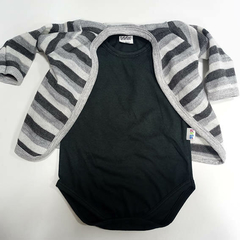 Saquito de lanilla liviano + body manga larga negro jersey algodón
