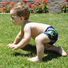 Boxer de lycra varón sin forro azul y verde 0-3 M