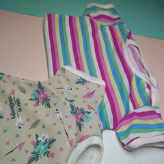 Imagen de Body de jersey liviano rayadito colores con fucsia SIN mangas 6-9 M