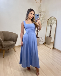 Vestido Longuete linho - Azul