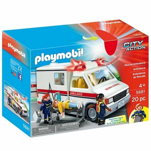 Playmobil 5681 Ambulancia con luz, sonido, 3 figuras y Accesorios Intek