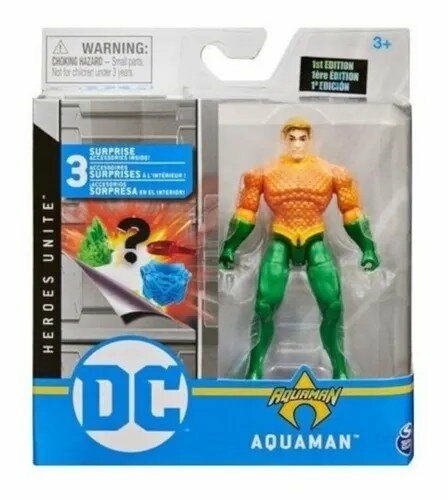 Aquaman Super Heroes DC Articulado 10 cm con 3 Accesorios Sorpresa Caffaro