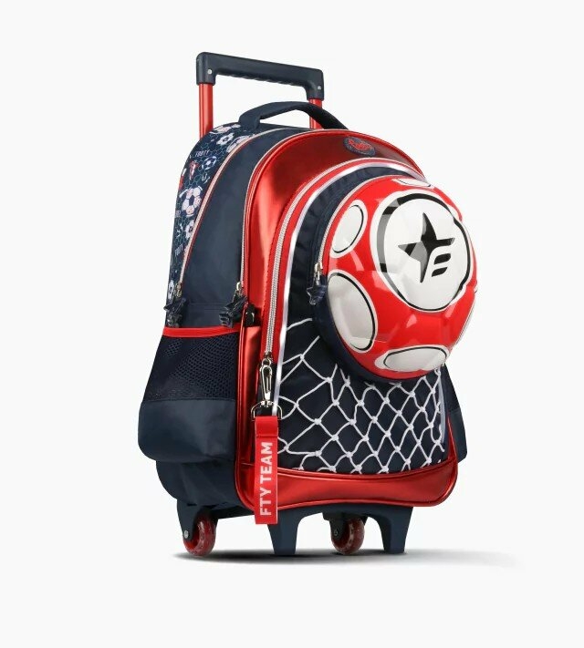 Mochila Footy Primaria Carro 18 Futbol Mundial Rojo Con Luz Led Art. F1751R