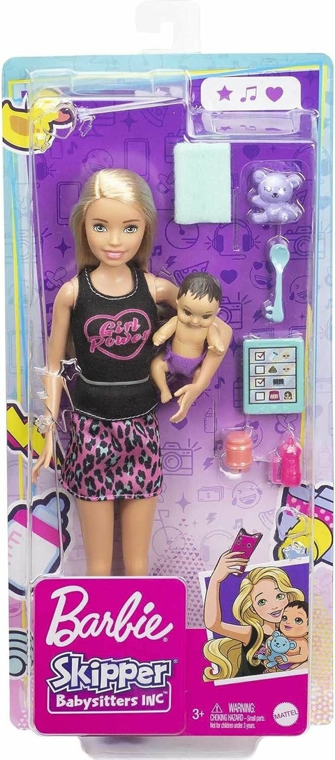 Barbie Skipper Niñera con bebe y accesorios Mattel