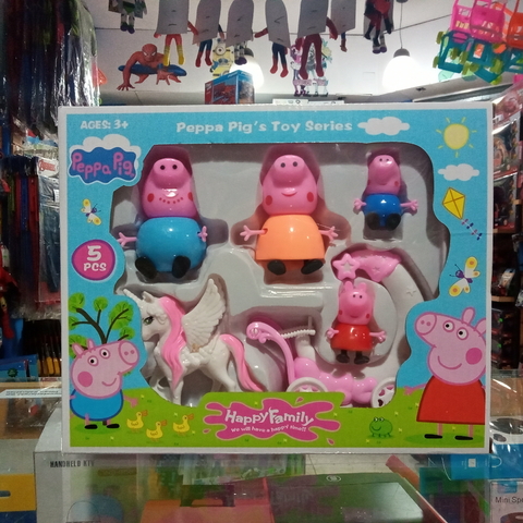 Peppa Pig Familia Caja x 4 Muñecos con accesorios Linea Economica Imposol