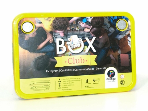 Box Club 4 Juegos, Pictogram, Cubiletras, Cartas Españolas y General Plastigal