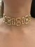 Gargantilha Choker dourada grossa com desenho geométrico banhada a ouro 18k