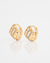 Brinco argola de click folha com zircônias banhado a ouro 18k - Cheias de Charme Joias - Semijoias da moda 