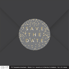 Sticker Cierra Sobre - SAVE THE DATE puntos - Oro