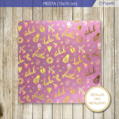 Papel Estampado C/ Stamping - Fiesta - 15x15 en 90g