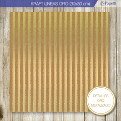 Kraft Estampado - Lineas Oro - 30x30 en 90g x 20 u