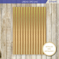 Kraft Estampado - Lineas Oro- A4 en 200 g x 10 u