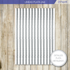 Papel Estampado - Lineas Plata - A4 en 90g x 20 u