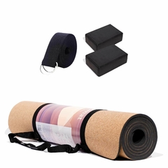 Combo Yoga Ecomat + Portamat + 2 Zenblocks + 1 Dstrap - Corcho + TPE 6mm