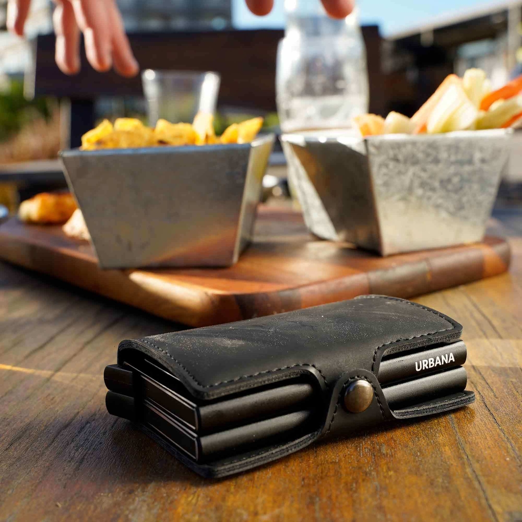 Billetera Doble Ionify Urbana W XL con Gatillo y Proteccion RFID Negra