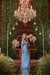 Vestido longo de lurex com fenda azul serenity - comprar online