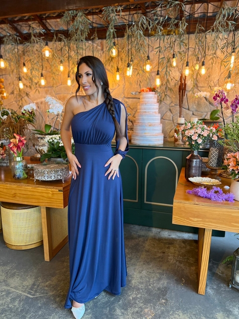 Vestido azul marinho hotsell ombro a ombro