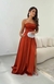 Vestido Longo de Cetim Terracota com Fenda ( Sucesso) - comprar online