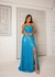 Imagem do Vestido longo de lurex com fenda azul turquesa( sushe)