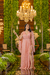Vestido rose com capa longo de brilho - loja online