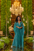 Vestido verde esmeralda com capa longo de brilho - loja online