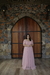 vestido longo de lurex rosa - comprar online