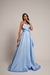 vestido longo azul serenity de chic, chic, tomara que caia, com detalhes fashionista - comprar online