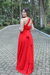 Vestido longo de amarracoes de tule vermelho(multiformas) - comprar online
