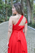 Vestido longo de amarracoes de tule vermelho(multiformas) na internet