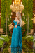 Vestido longo de lurex com fenda azul turquesa( sushe) - Noiva no Civil | Vestido de noiva civil e festa
