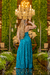Vestido longo de lurex com fenda azul turquesa( sushe) - loja online