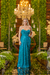 Vestido longo de lurex com fenda azul turquesa( sushe) - comprar online