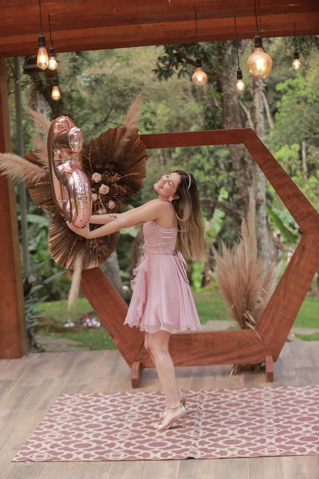 Vestido para adolescente, debutantes, dama de honra , rosa curto