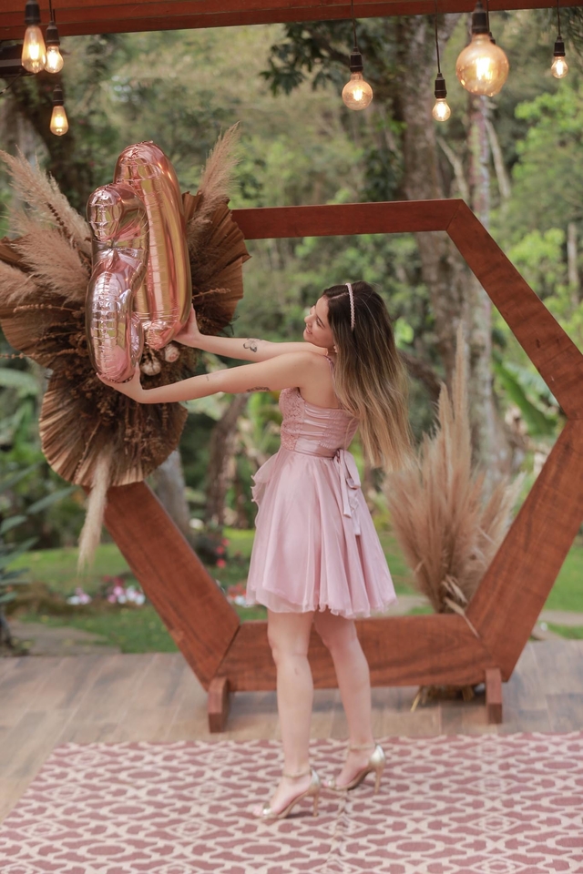 Vestido para adolescente, debutantes, dama de honra , rosa curto