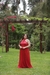 Vestido longo de amarracoes de tule vermelho(multiformas)