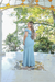 vestido longo neocrepe ombro ombro azul sereniti - comprar online