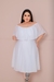 Vestido branco midi PlusSize incrível , com tecido de chiffon, exclusivo para mulheres plus size - Noiva no Civil | Vestido de noiva civil e festa