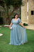 Vestido longo de lurex azul sereniti - Noiva no Civil | Vestido de noiva civil e festa